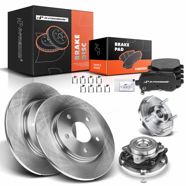 8 Pcs Rear Disc Brake Rotors & Ceramic Brake Pads & Hub Bearings for Chrysler Dodge 2008-2011