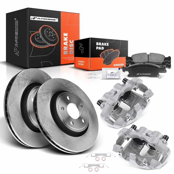 8 Pcs Front Disc Brake Rotors & Ceramic Brake Pads & Brake Calipers for Jeep Grand Cherokee Dodge