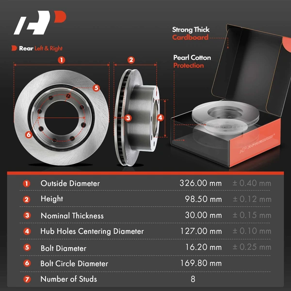 8 Pcs Rear Disc Brake Rotors & Ceramic Brake Pads & Brake Calipers for Ford Excursion 00-05