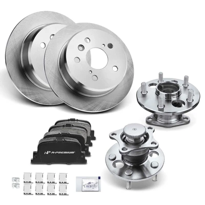 8 Pcs Rear Disc Brake Rotors & Ceramic Brake Pads & Hub Bearings