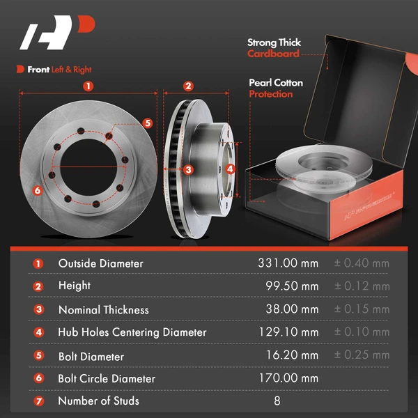 8 Pcs Front Disc Brake Rotors & Ceramic Brake Pads & Brake Calipers for Ford Excursion 00-05