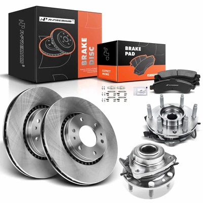 8 Pcs Front Disc Brake Rotors & Ceramic Brake Pads & Hub Bearings