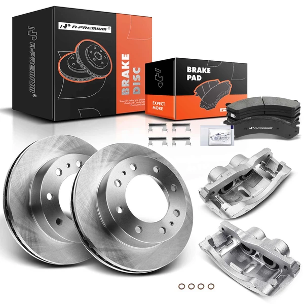 8 Pcs Front Disc Brake Rotors & Ceramic Brake Pads & Brake Calipers for Chevy Silverado GMC Sierra