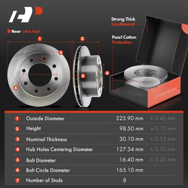 8 Pcs Rear Disc Brake Rotors & Ceramic Brake Pads & Brake Calipers for Ford E-250 03-07 E-250 99-07