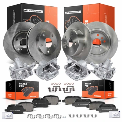 16 Pcs Front & Rear Disc Brake Rotors & Ceramic Brake Pads & Brake Calipers