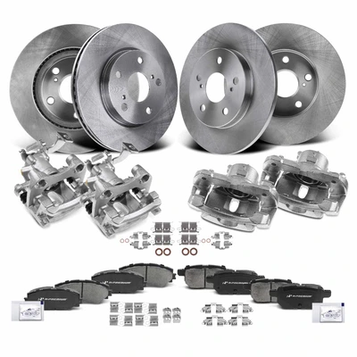 16 Pcs Front & Rear Disc Brake Rotors & Ceramic Brake Pads & Brake Calipers