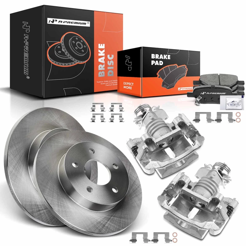 8 Pcs Rear Disc Brake Rotors & Ceramic Brake Pads & Brake Calipers for Chevry Malibu 04-12 HHR