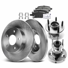 8 Pcs Rear Disc Brake Rotors & Ceramic Brake Pads & Hub Bearings
