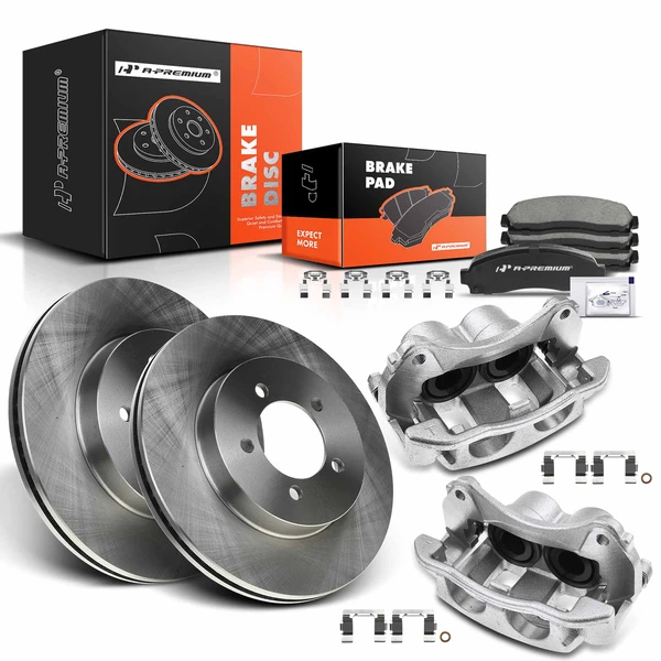 8 Pcs Front Disc Brake Rotors & Ceramic Brake Pads & Brake Calipers for 2002-2005 Mercury Mountaineer