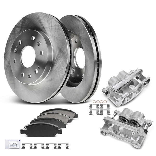 8 Pcs Front Disc Brake Rotors & Ceramic Brake Pads & Brake Calipers for 2008-2018 GMC Sierra 1500