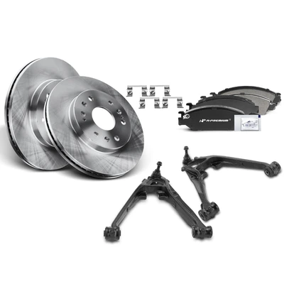 8 Pcs Front Disc Brake Rotors & Ceramic Pads & Control Arm Kit