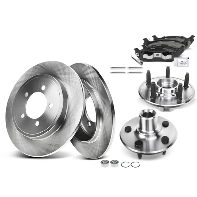 8 Pcs Rear Disc Brake Rotors & Ceramic Brake Pads & Hub Bearings