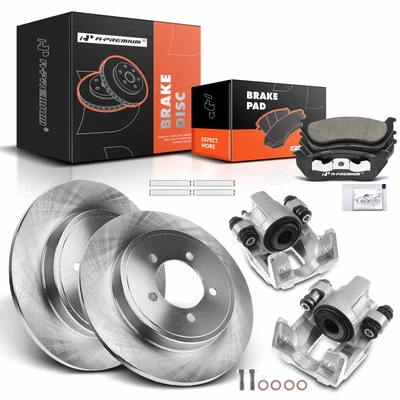 8 Pcs Rear Disc Brake Rotors & Ceramic Brake Pads & Brake Calipers