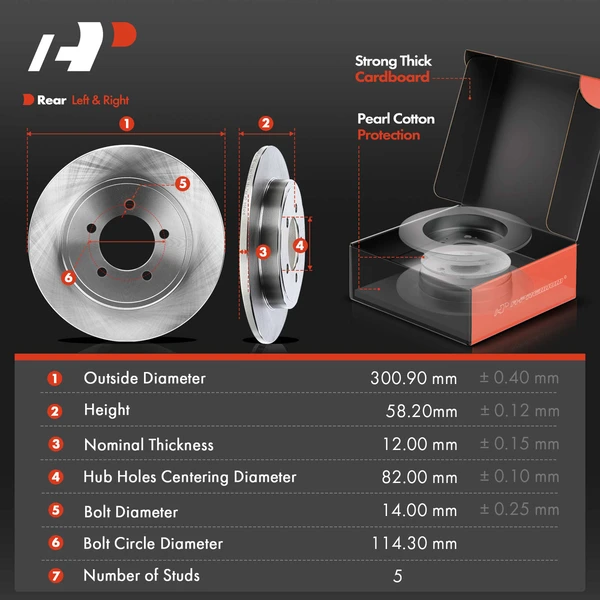 8 Pcs Rear Disc Brake Rotors & Ceramic Brake Pads & Hub Bearings for Ford Explorer Mercury 2002-2005