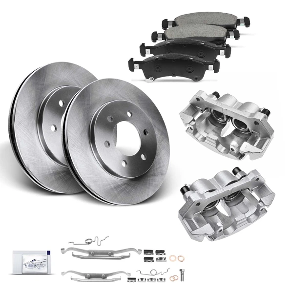 8 Pcs Front Disc Brake Rotors & Ceramic Brake Pads & Brake Calipers for Ford Expedition 03-06