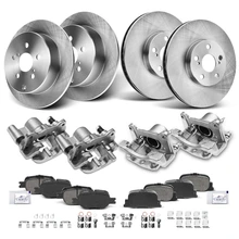 16 Pcs Front & Rear Disc Brake Rotors & Ceramic Brake Pads & Brake Calipers for 2005-2010 Scion tC