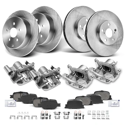 16 Pcs Front & Rear Disc Brake Rotors & Ceramic Brake Pads & Brake Calipers