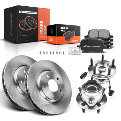 8 Pcs Front Disc Brake Rotors & Ceramic Brake Pads & Hub Bearings