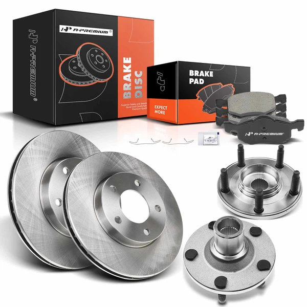 8 Pcs Front Disc Brake Rotors & Ceramic Brake Pads & Hub Bearings for 2005-2007 Mercury Mariner