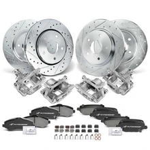 16 Pcs Front & Rear Disc Brake Rotors & Ceramic Brake Pads & Brake Calipers for 2012 Chrysler Town & Country