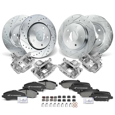 16 Pcs Front & Rear Disc Brake Rotors & Ceramic Brake Pads & Brake Calipers