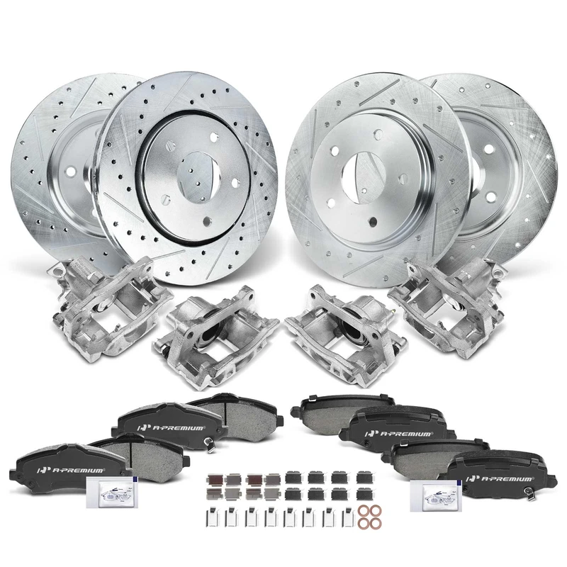 16 Pcs Front & Rear Disc Brake Rotors & Ceramic Brake Pads & Brake Calipers for Chrysler