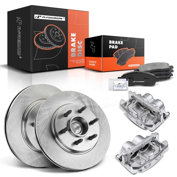 8 Pcs Front Disc Brake Rotors & Ceramic Brake Pads & Brake Calipers for Ford F-150 2005-2008 Lincoln