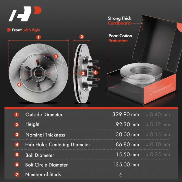 8 Pcs Front Disc Brake Rotors & Ceramic Brake Pads & Brake Calipers for Ford F-150 2005-2008 Lincoln