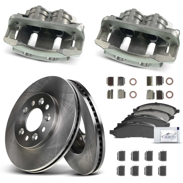 8 Pcs Front Disc Brake Rotors & Ceramic Brake Pads & Brake Calipers for 2004-2007 Mercury Monterey