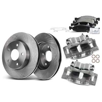 8 Pcs Front Disc Brake Rotors & Ceramic Brake Pads & Brake Calipers