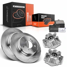 8 Pcs Rear Disc Brake Rotors & Ceramic Brake Pads & Brake Calipers for 1998-2004 Mercedes-Benz SLK230