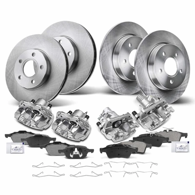 16 Pcs Front & Rear Disc Brake Rotors & Ceramic Brake Pads & Brake Calipers