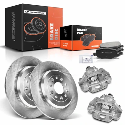 8 Pcs Rear Disc Brake Rotors & Ceramic Brake Pads & Brake Calipers