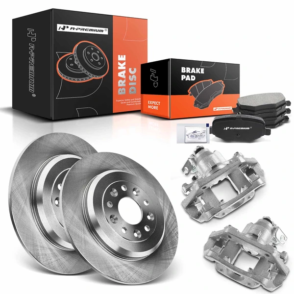8 Pcs Rear Disc Brake Rotors & Ceramic Brake Pads & Brake Calipers for 2009-2011 Lincoln MKS