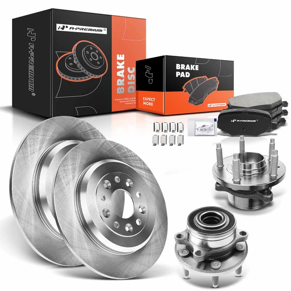 8 Pcs Rear Disc Brake Rotors & Ceramic Brake Pads & Hub Bearings for Ford Explorer 2011-2019