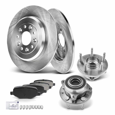 8 Pcs Rear Disc Brake Rotors & Ceramic Brake Pads & Hub Bearings