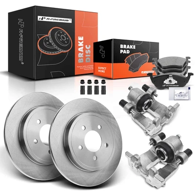 8 Pcs Rear Disc Brake Rotors & Ceramic Brake Pads & Brake Calipers
