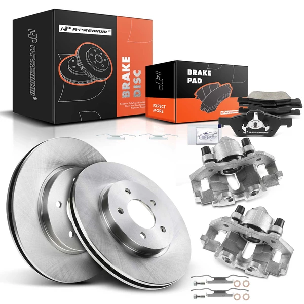 8 Pcs Front Disc Brake Rotors & Ceramic Brake Pads & Brake Calipers for 2007-2008 Mercury Mariner