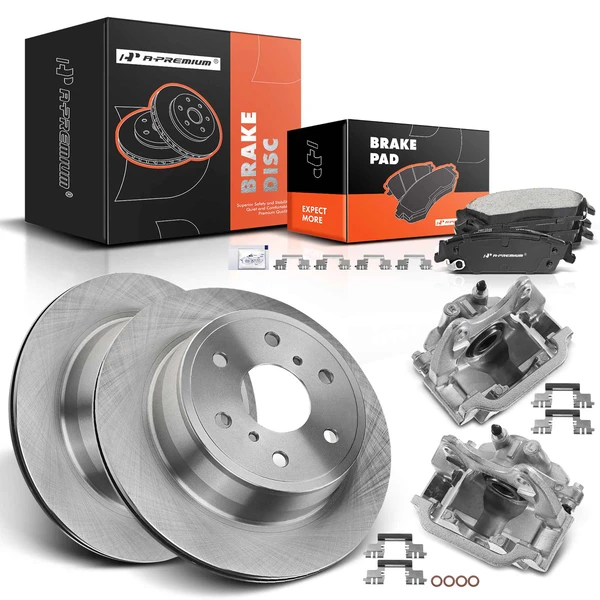 8 Pcs Rear Disc Brake Rotors & Ceramic Brake Pads & Brake Calipers for 2007-2013 GMC Sierra 1500