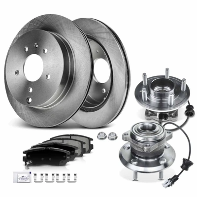 8 Pcs Rear Disc Brake Rotors & Ceramic Brake Pads & Hub Bearings