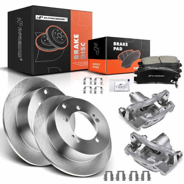 8 Pcs Rear Disc Brake Rotors & Ceramic Brake Pads & Brake Calipers for Chrysler Sebring Dodge Eagle