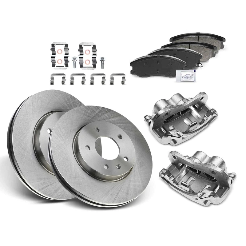 8 Pcs Front Disc Brake Rotors & Ceramic Brake Pads & Brake Calipers for Chevy Captiva Sport 12-15