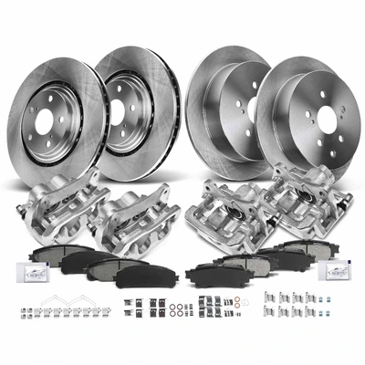16 Pcs Front & Rear Disc Brake Rotors & Ceramic Brake Pads & Brake Calipers