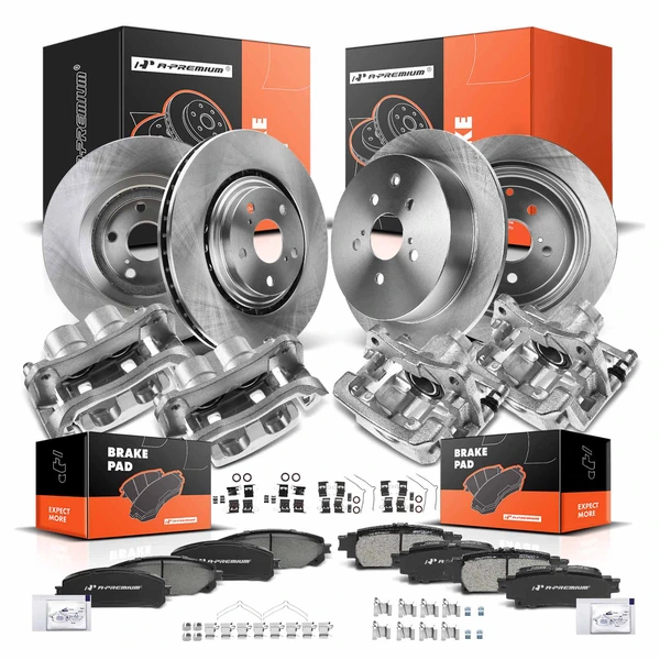 16 Pcs Front & Rear Disc Brake Rotors & Ceramic Brake Pads & Brake Calipers for Lexus RX350 Toyota