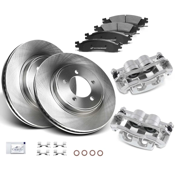 8 Pcs Front Disc Brake Rotors & Ceramic Brake Pads & Brake Calipers for Ford Explorer 06-10 Mercury