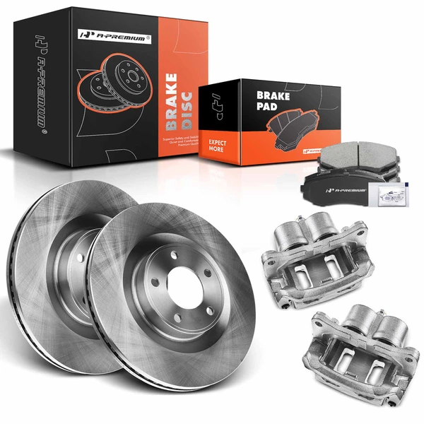 8 Pcs Front Disc Brake Rotors & Ceramic Brake Pads & Brake Calipers for Ford Edge Lincoln MKX 07-10