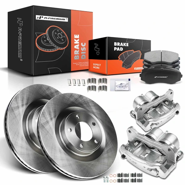 8 Pcs Front Disc Brake Rotors & Ceramic Brake Pads & Brake Calipers for Ford Edge 11-14 Lincoln MKX