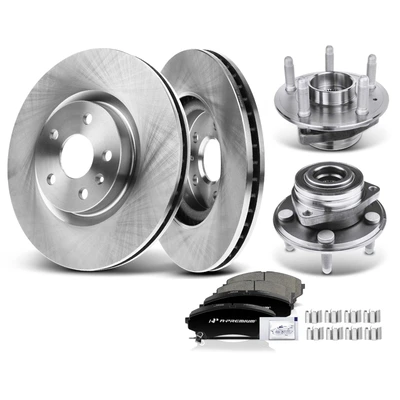 8 Pcs Front Disc Brake Rotors & Ceramic Brake Pads & Hub Bearings
