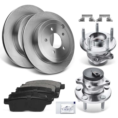 8 Pcs Rear Disc Brake Rotors & Ceramic Brake Pads & Hub Bearings