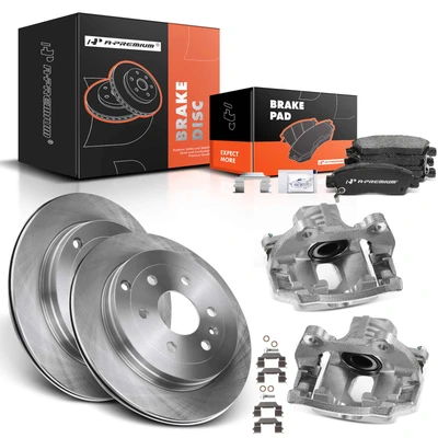 8 Pcs Rear Disc Brake Rotors & Ceramic Brake Pads & Brake Calipers
